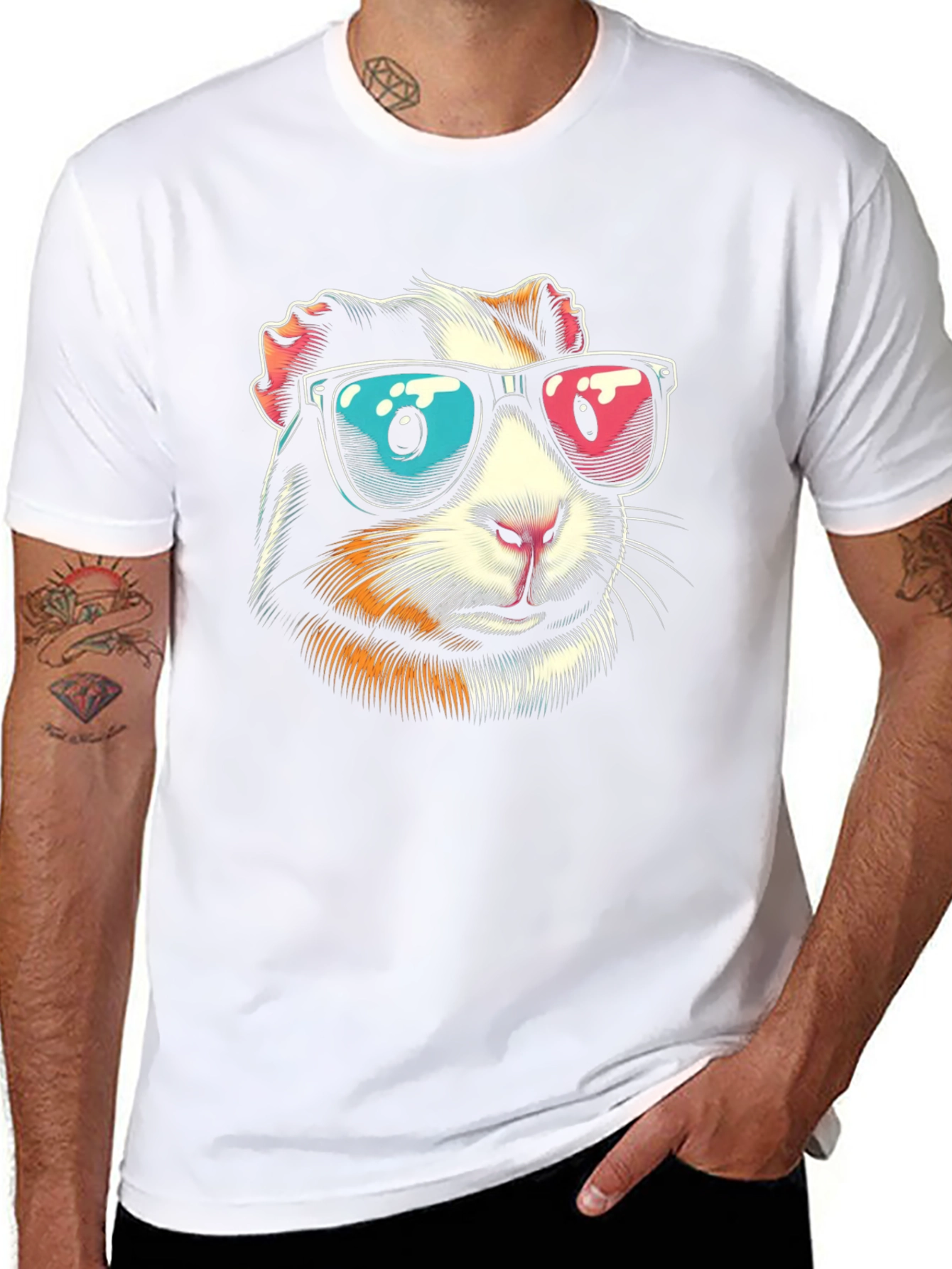 Cool Guinea Pig Graphic Tee - Black