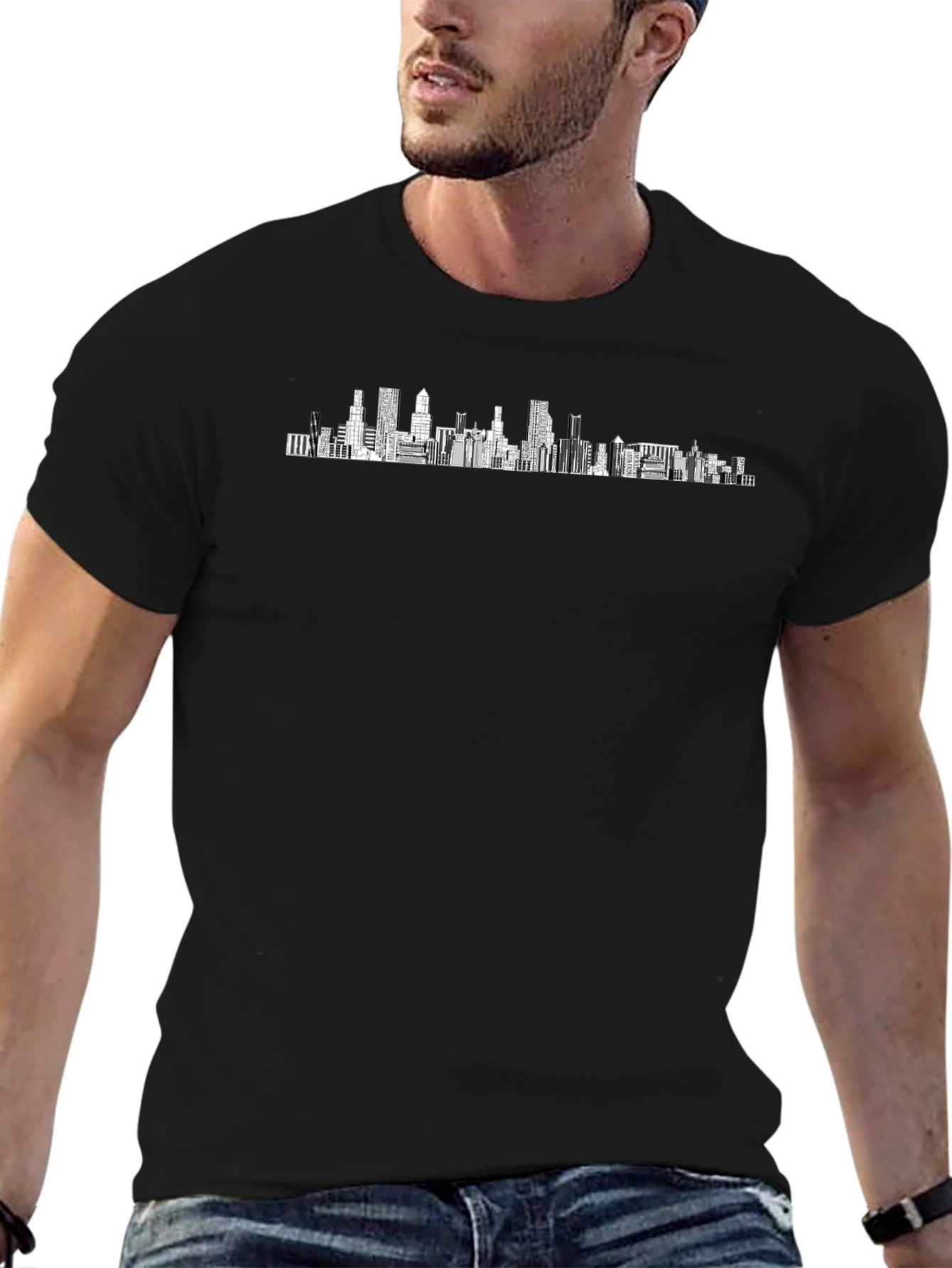 City Skyline Graphic Tee - Sleek Black T-Shirt