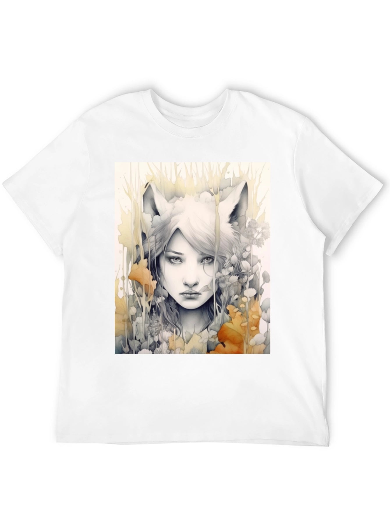 Mystic Fox Girl Graphic Tee - Unique Design