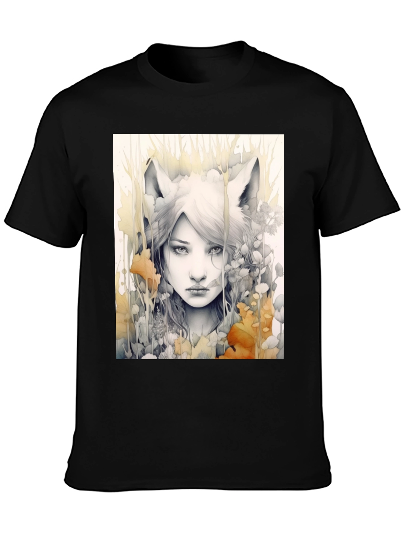 Mystic Fox Girl Graphic Tee - Unique Design