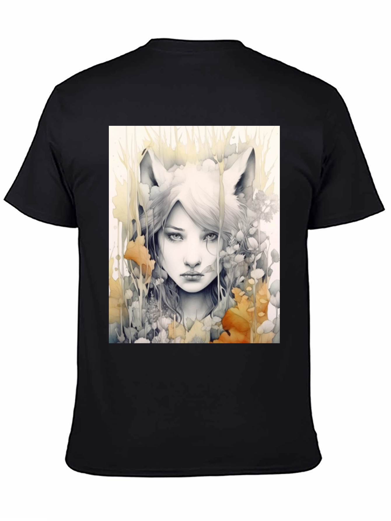 Mystic Fox Girl Graphic Tee - Unique Design