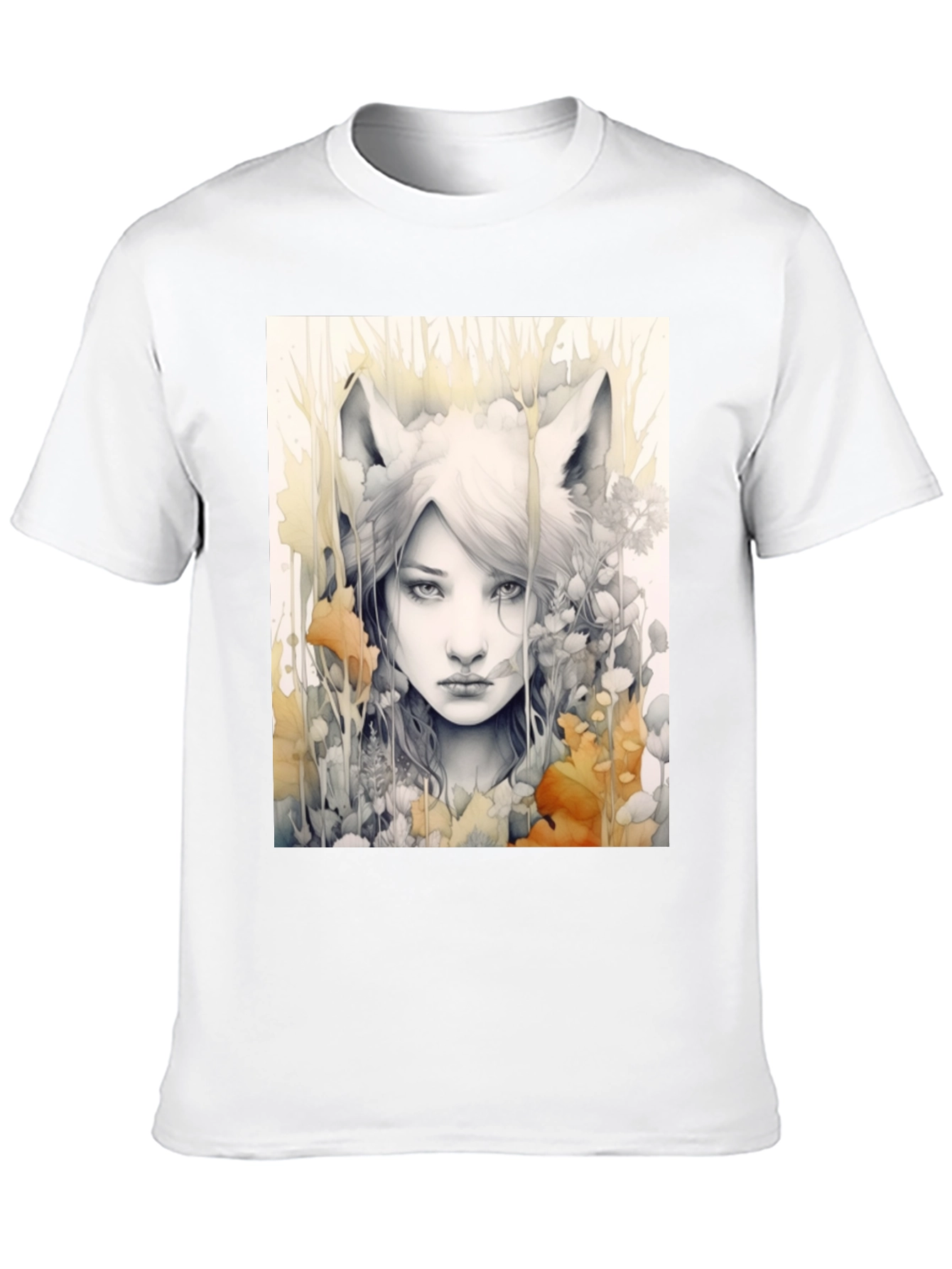 Mystic Fox Girl Graphic Tee - Unique Design