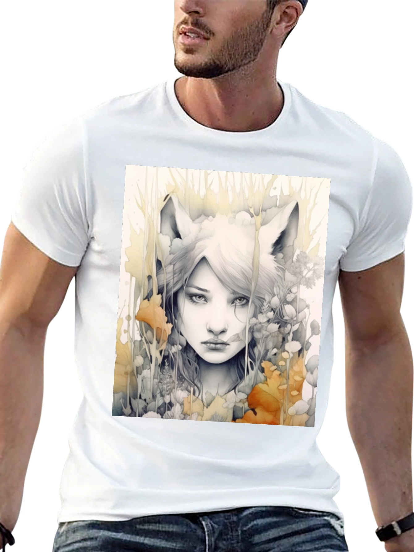 Mystic Fox Girl Graphic Tee - Unique Design