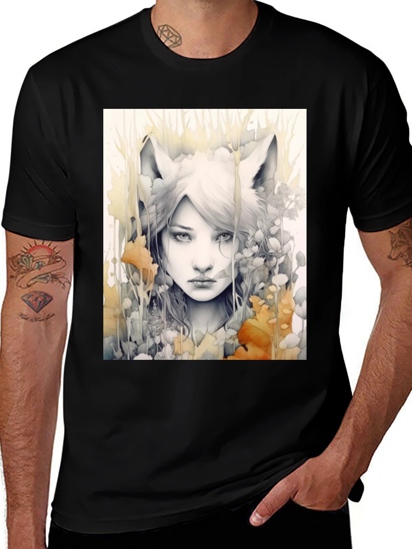 Mystic Fox Girl Graphic Tee - Unique Design