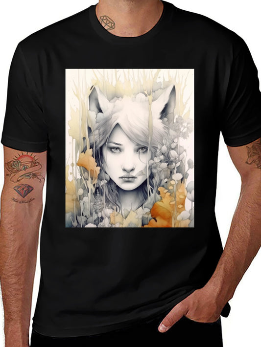 Mystic Fox Girl Graphic Tee - Unique Design