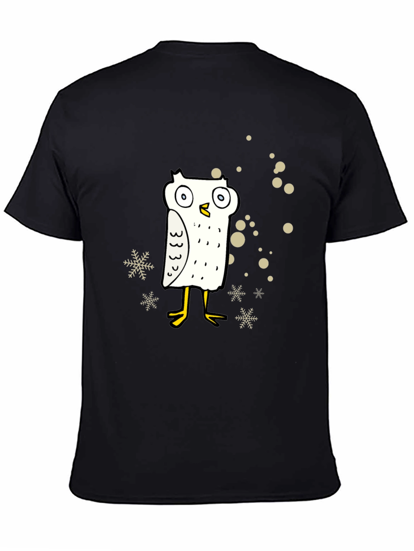 Funny Owl Cartoon Graphic Print Black Tee