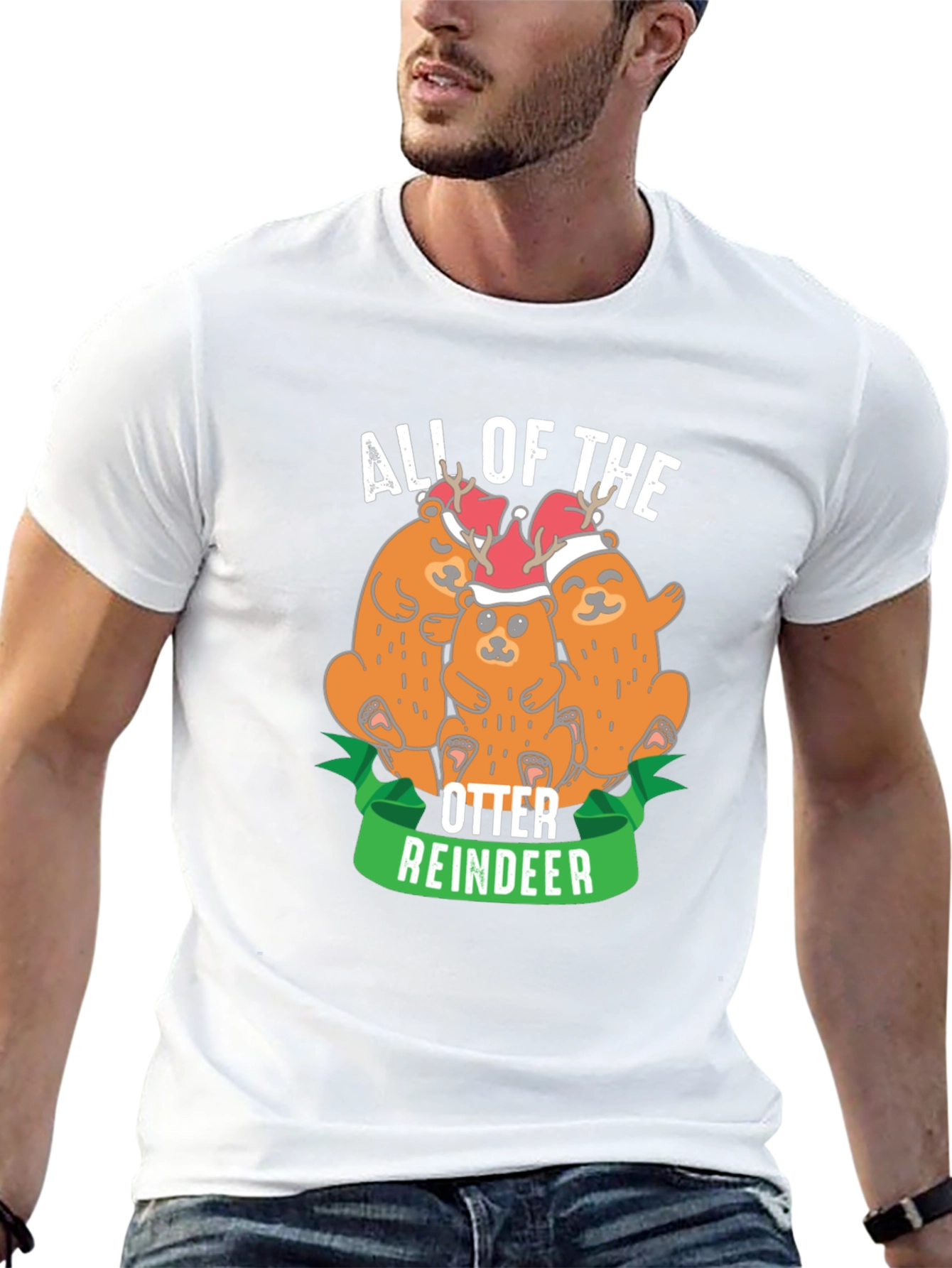 All of the Otter Reindeer Black T-Shirt