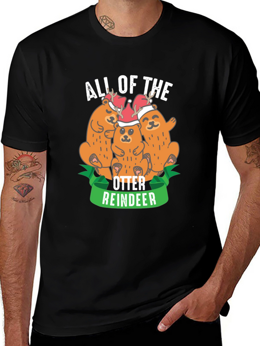 All of the Otter Reindeer Black T-Shirt
