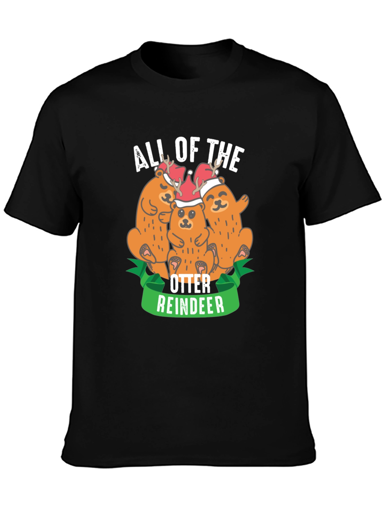 All of the Otter Reindeer Black T-Shirt