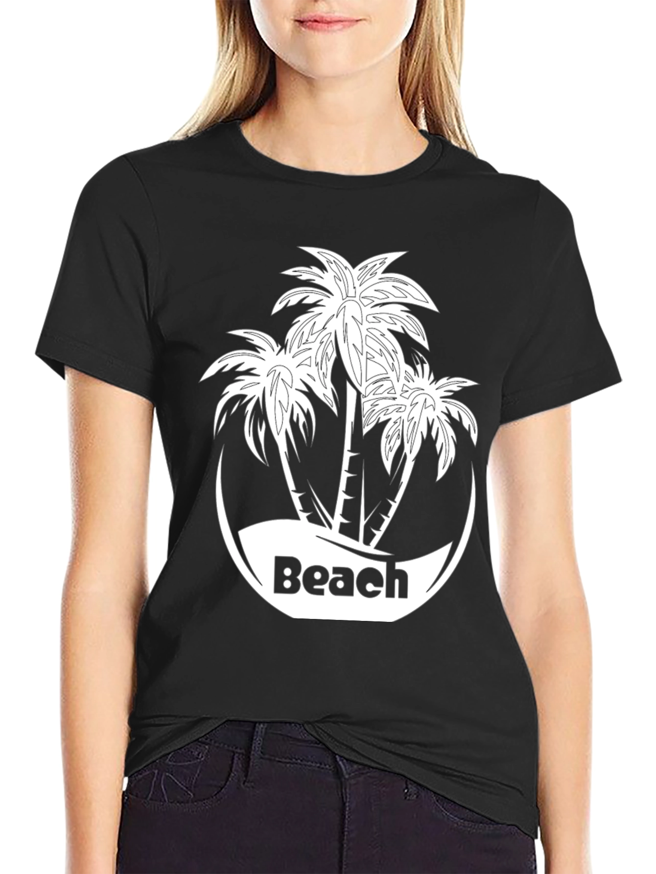 Black Beach Palm Tree T-Shirt