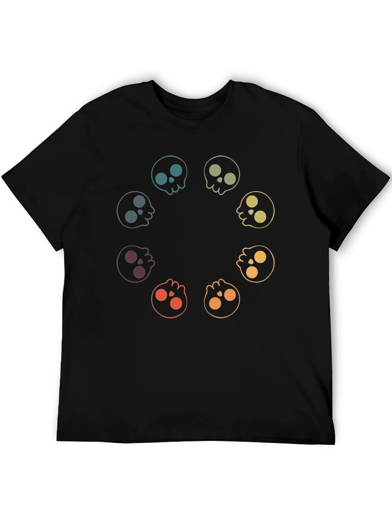 Rainbow Skull Circle Graphic Tee - Black