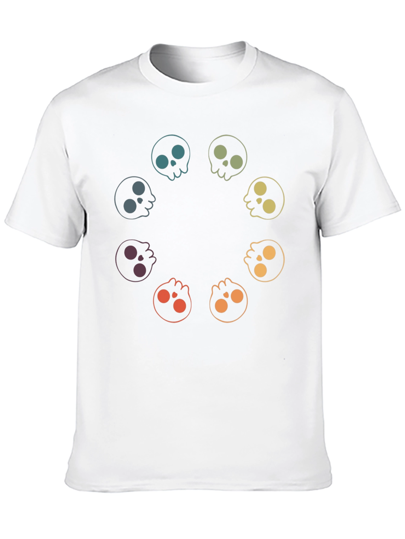 Rainbow Skull Circle Graphic Tee - Black