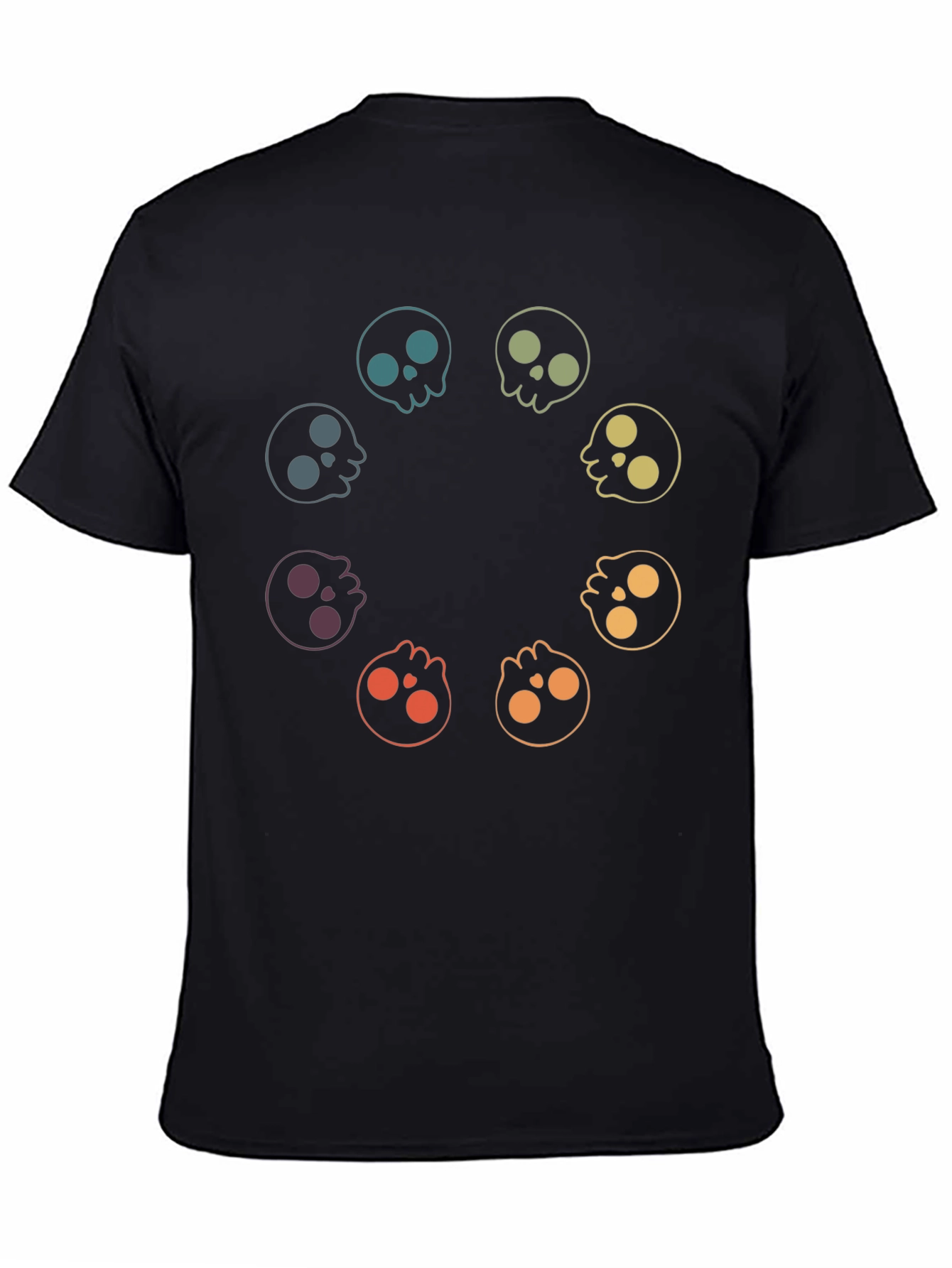 Rainbow Skull Circle Graphic Tee - Black