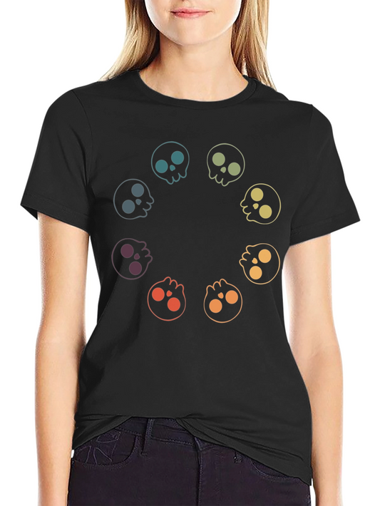 Rainbow Skull Circle Graphic Tee - Black
