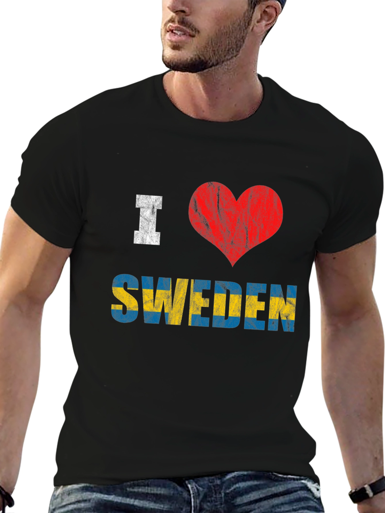 I Love Sweden Flag T-Shirt Patriotic Tee