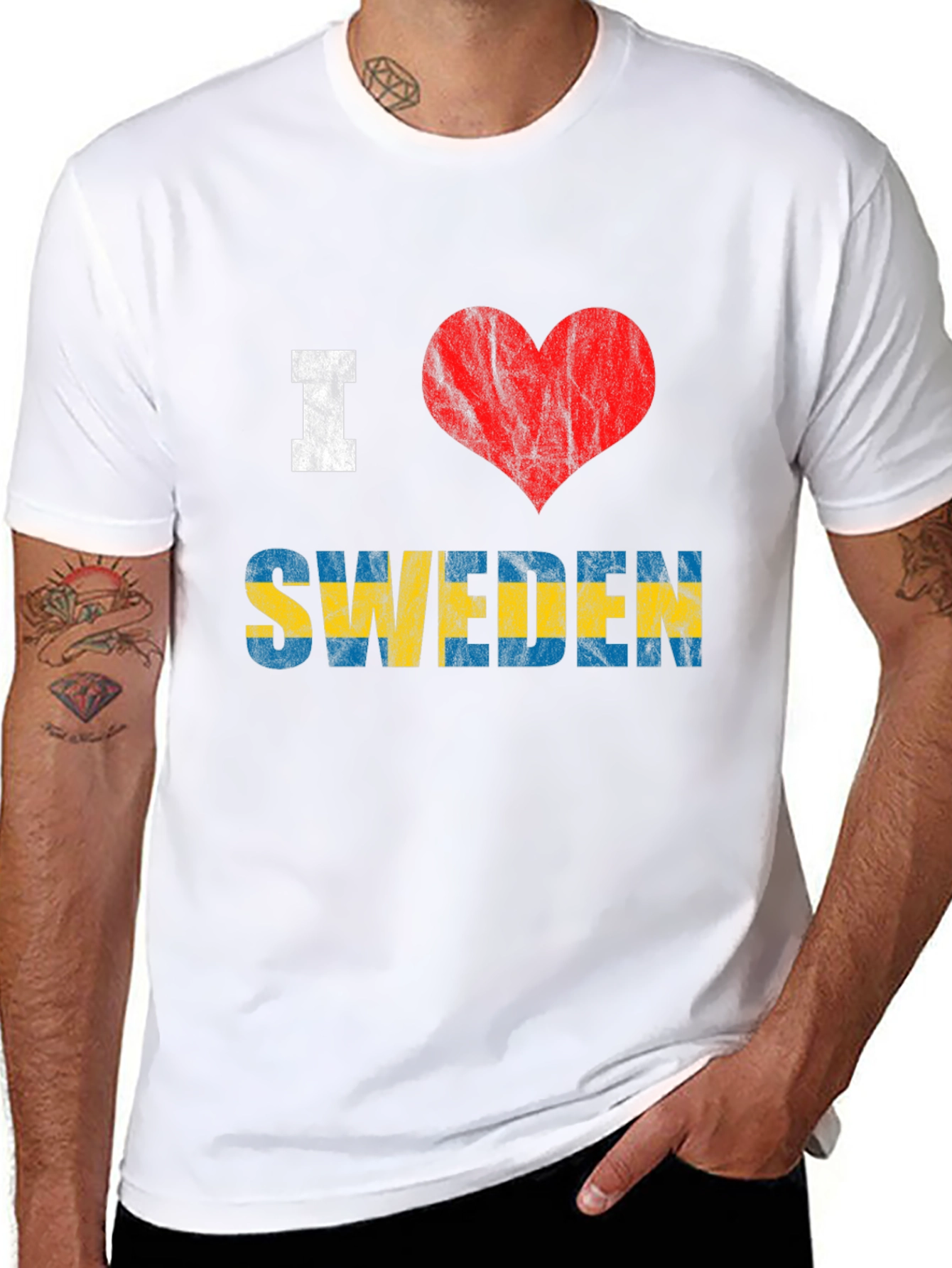 I Love Sweden Flag T-Shirt Patriotic Tee