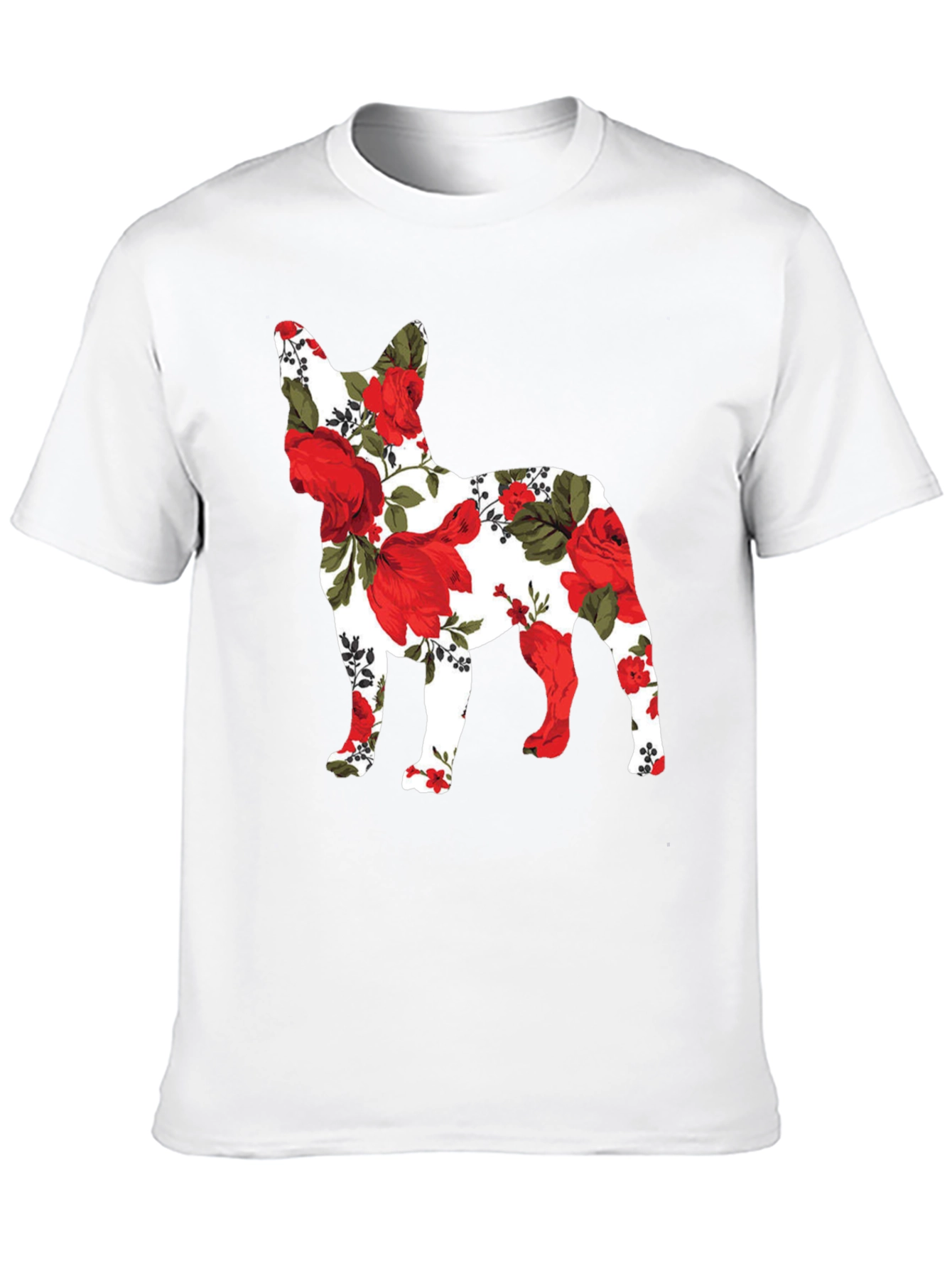 Floral French Bulldog Mens T-Shirt