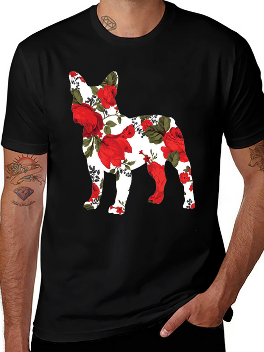 Floral French Bulldog Mens T-Shirt