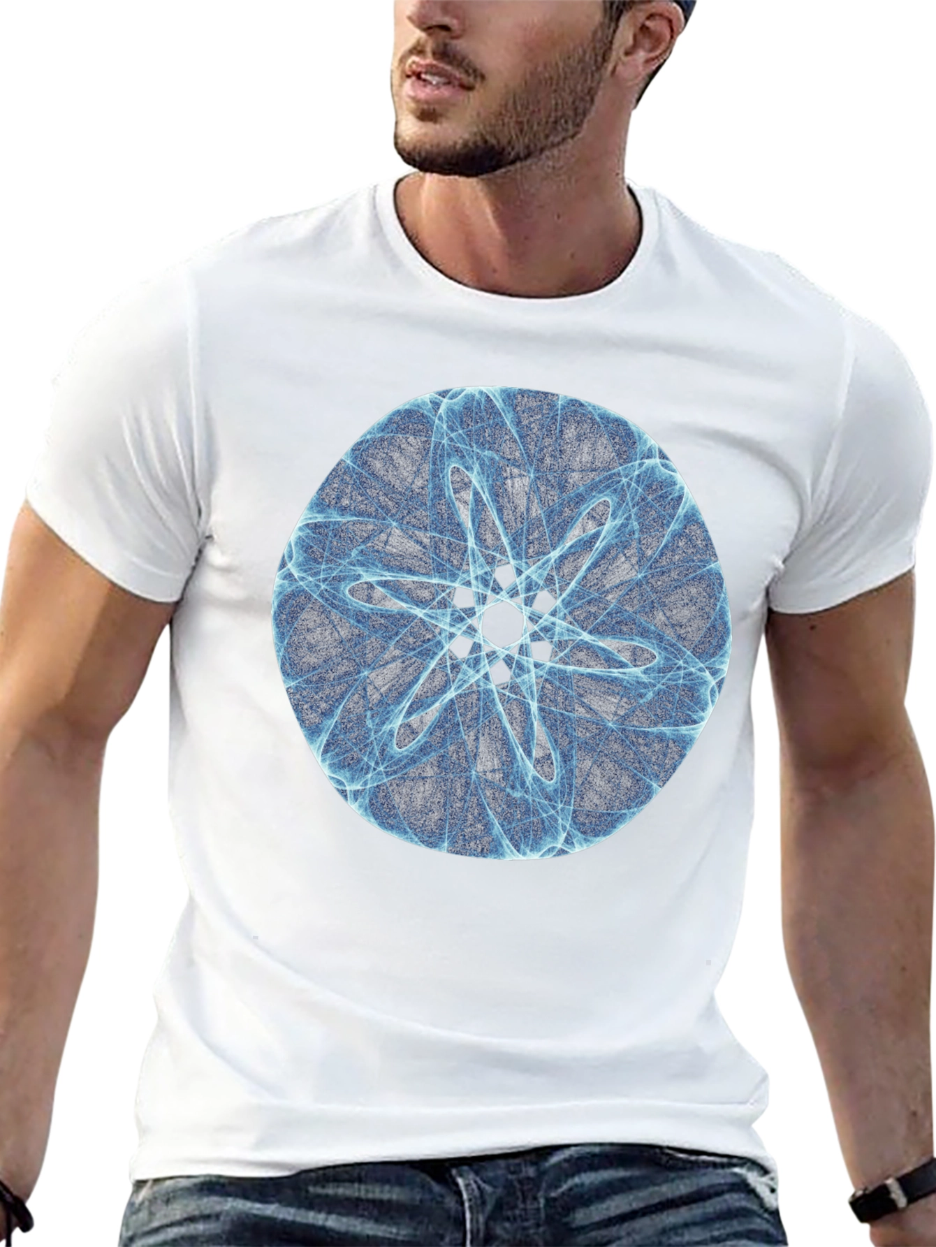 Geometric Circle Design Black T-Shirt