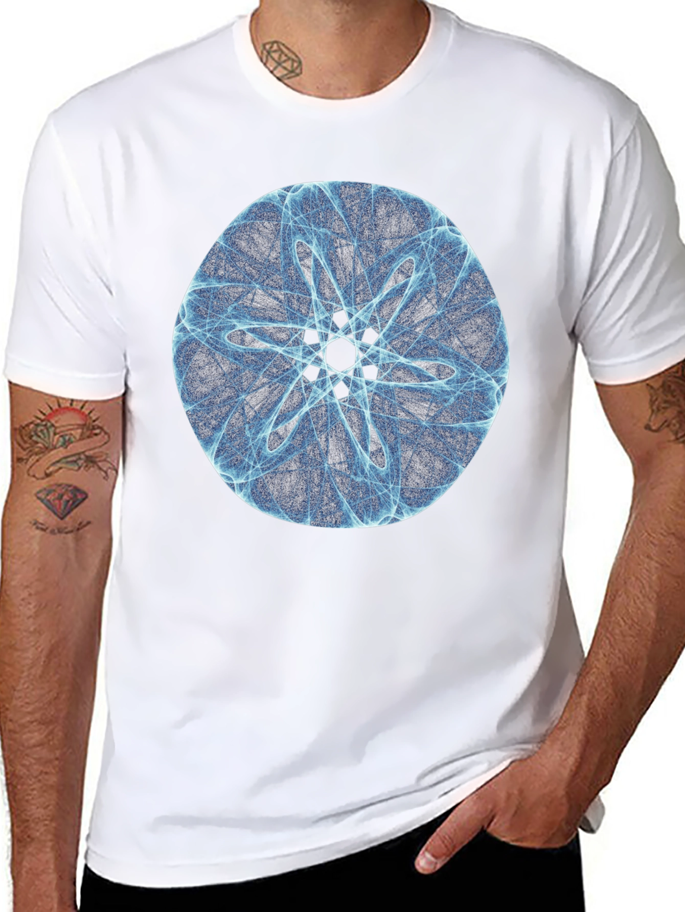 Geometric Circle Design Black T-Shirt