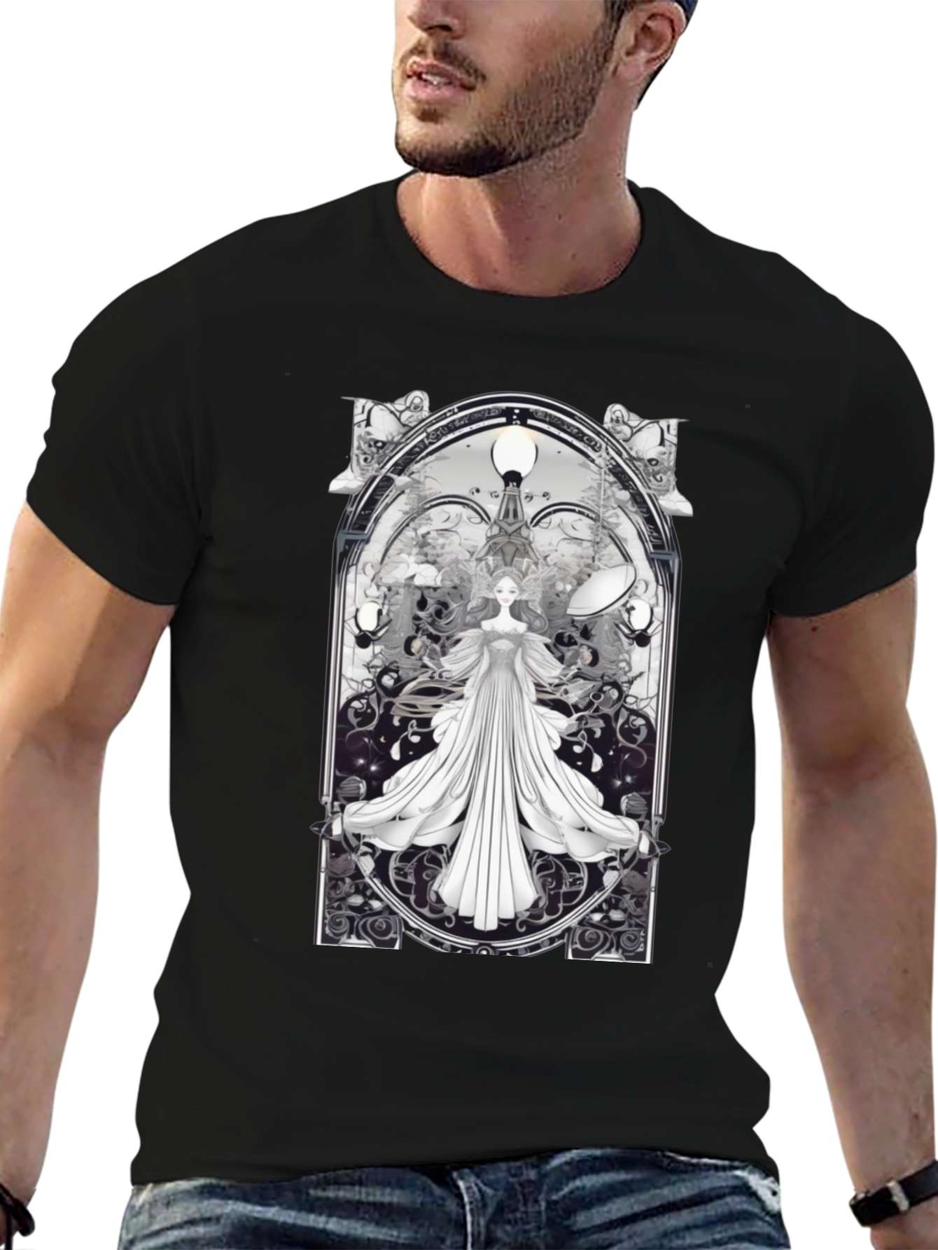Art Nouveau Angel T-Shirt - Unique Gothic Design