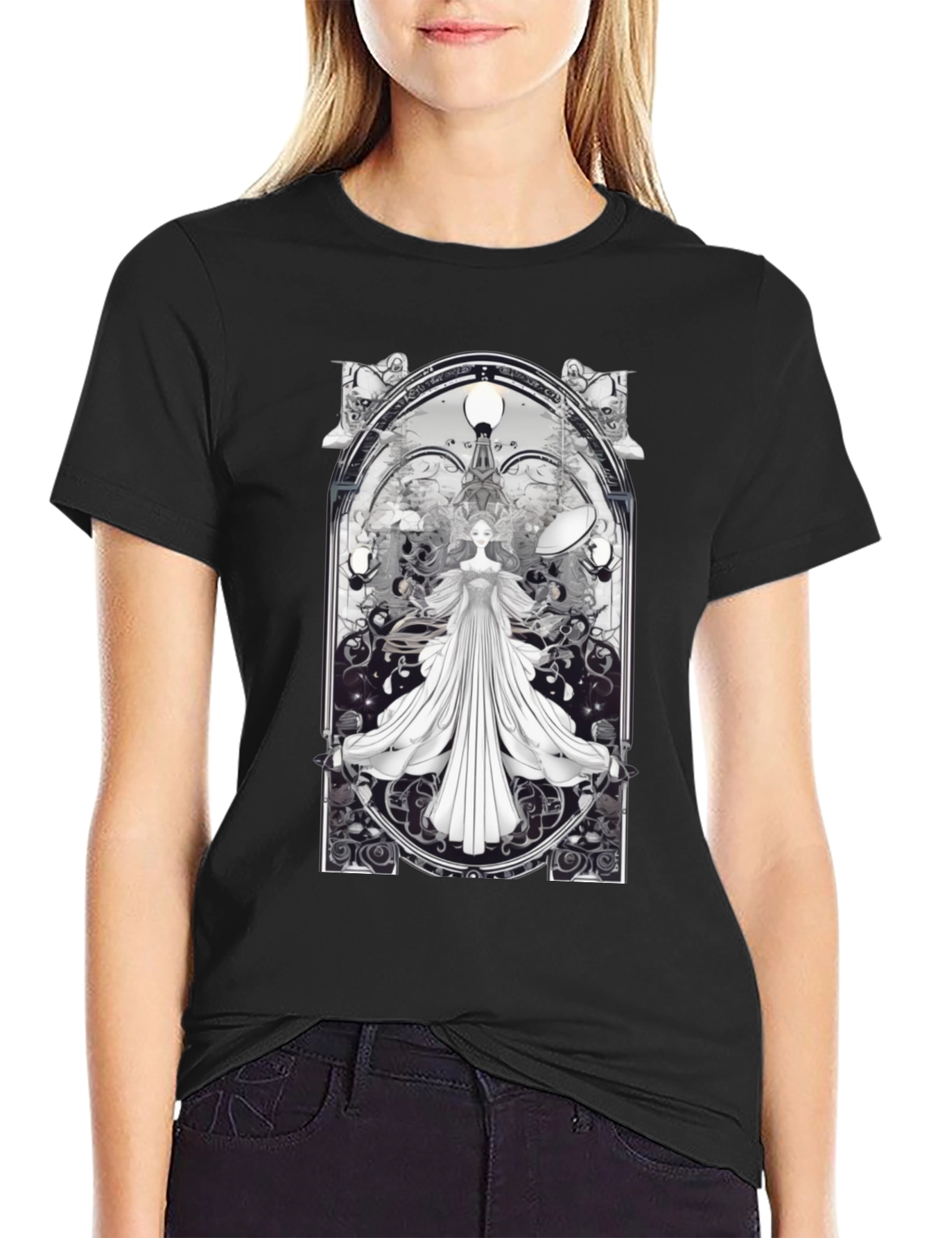 Art Nouveau Angel T-Shirt - Unique Gothic Design
