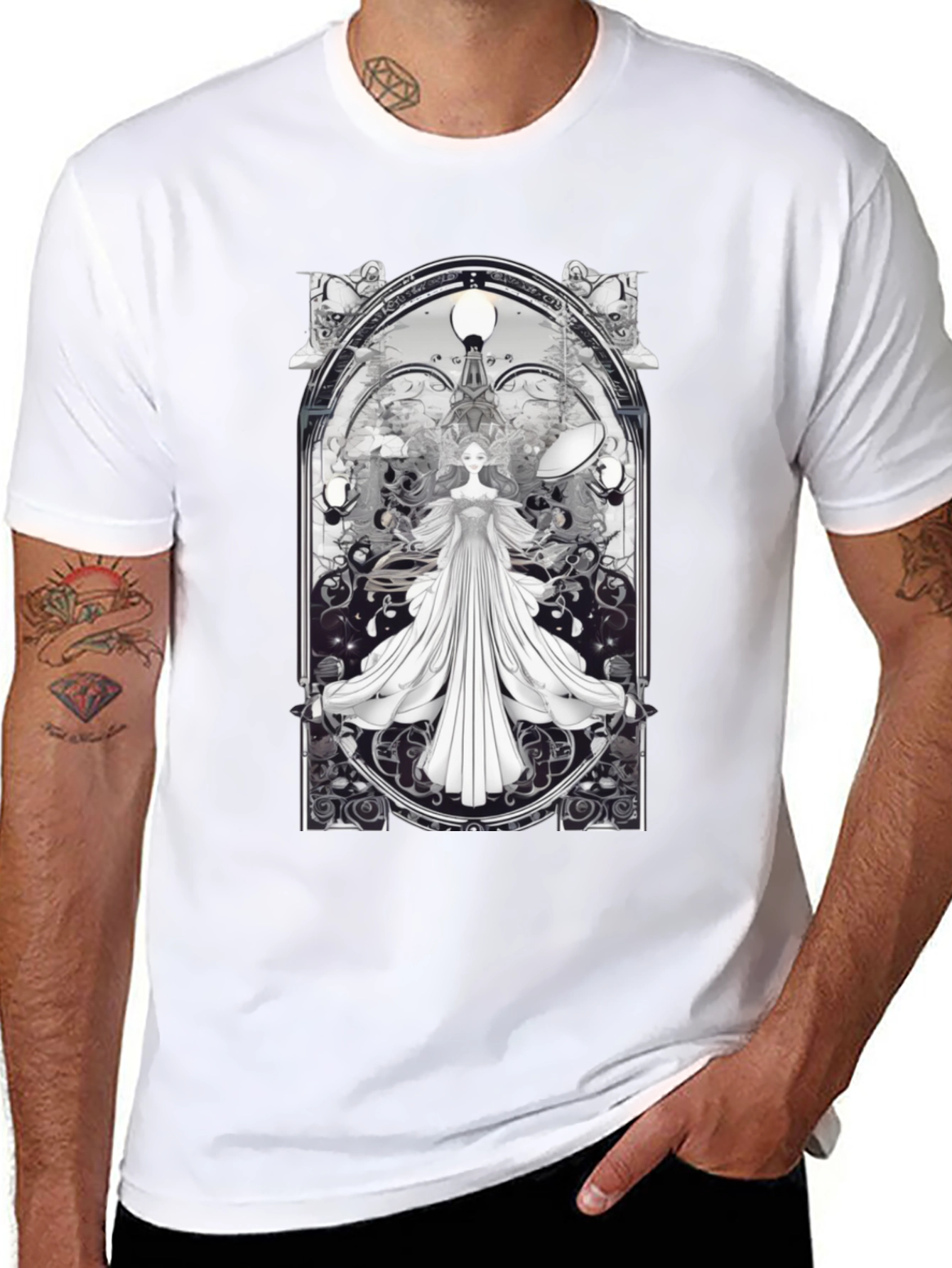Art Nouveau Angel T-Shirt - Unique Gothic Design