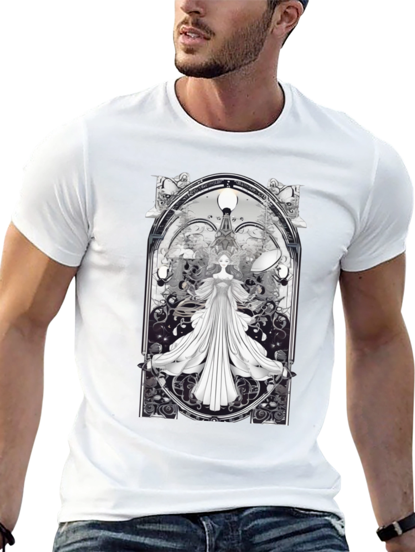 Art Nouveau Angel T-Shirt - Unique Gothic Design