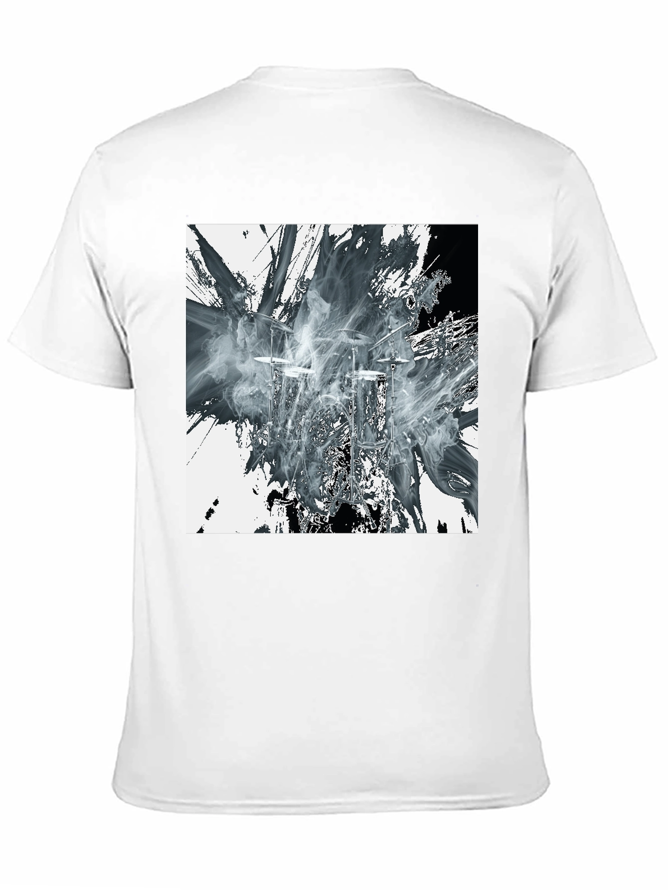 Abstract Drums Graphic Print Black T-Shirt