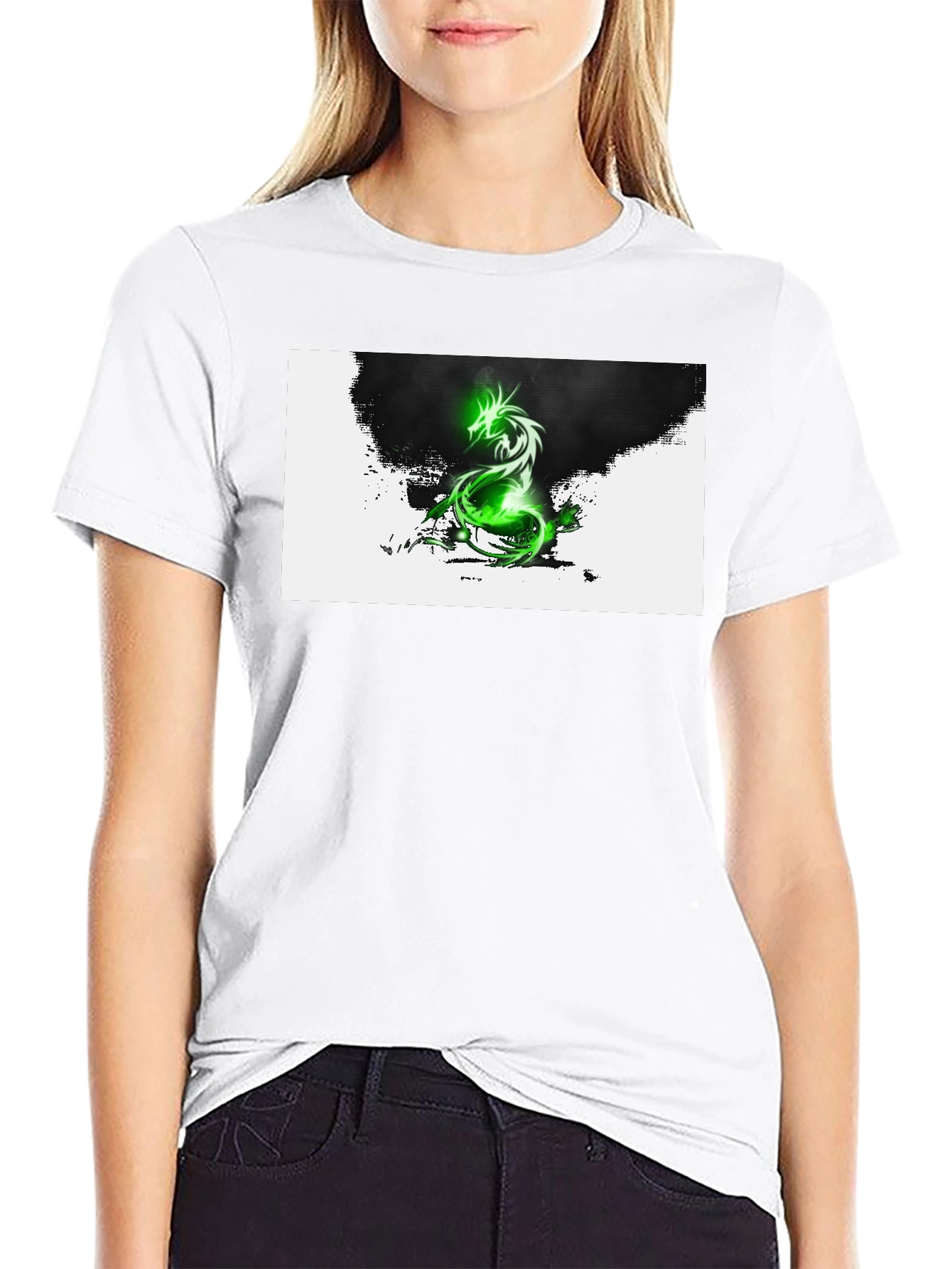 Green Dragon Graphic T-Shirt - Black