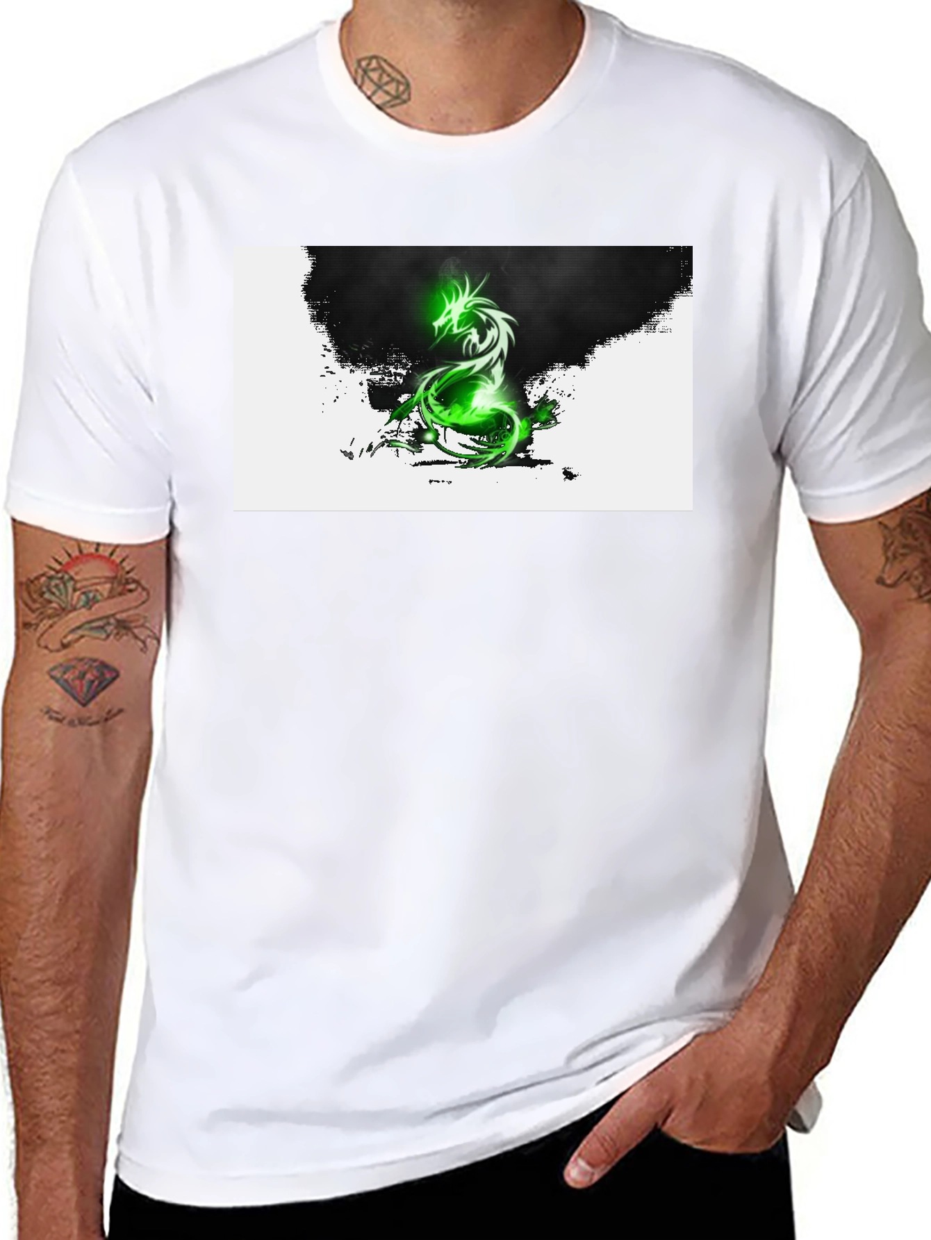 Green Dragon Graphic T-Shirt - Black