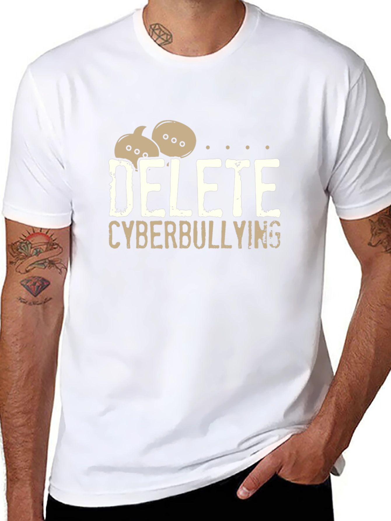 Delete Cyberbullying Black T-Shirt - Anti-Bullying Tee