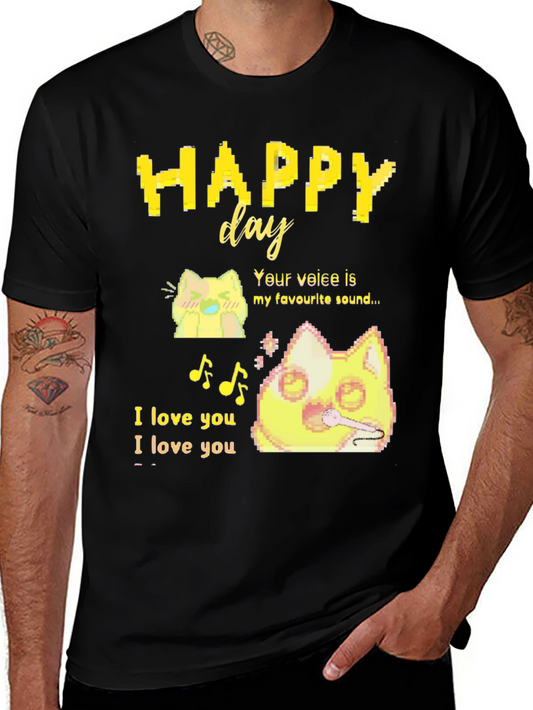 Happy Day T-Shirt: Anime Cat Lover Tee
