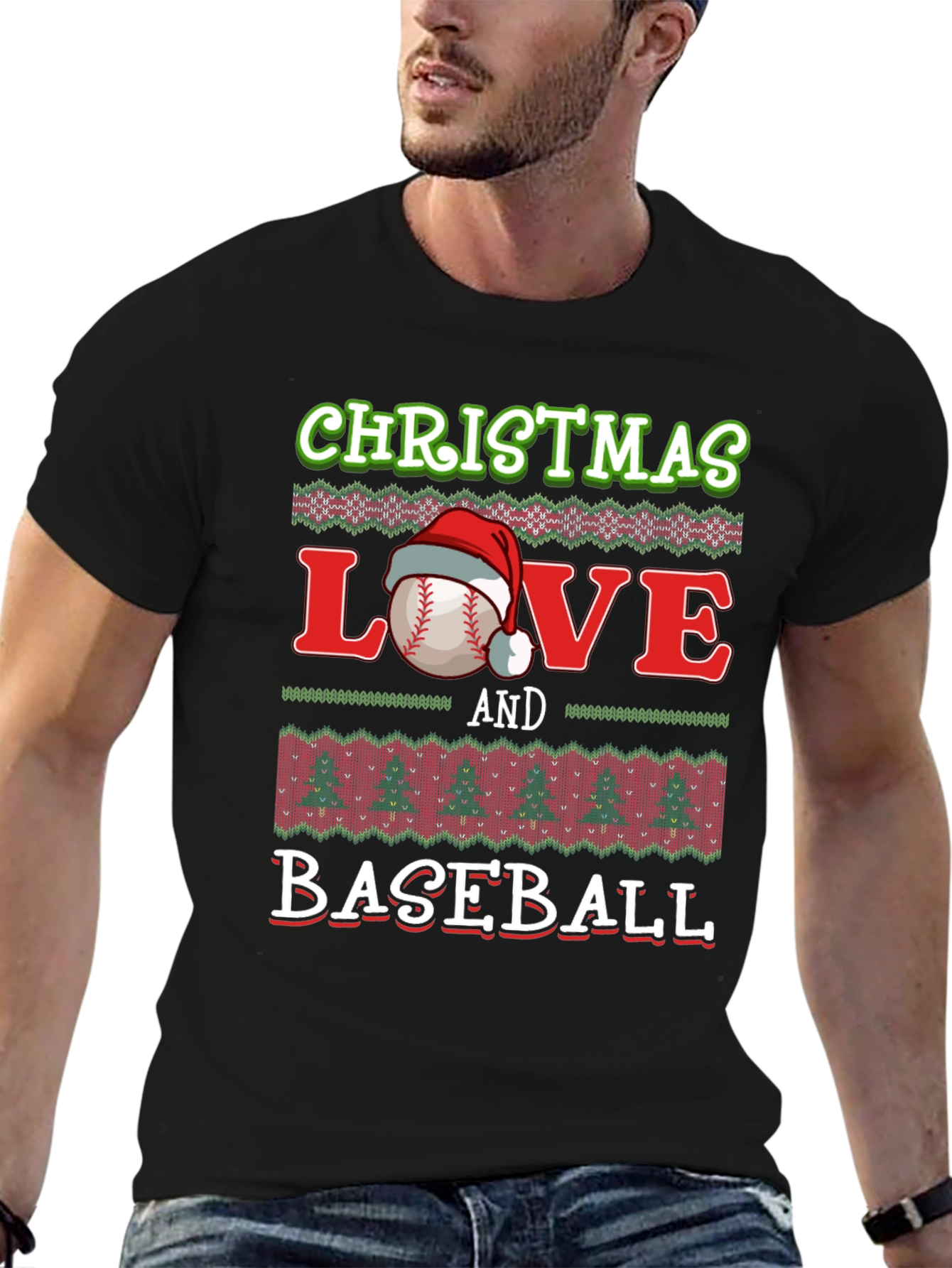 Christmas Love Baseball Holiday Graphic Tee
