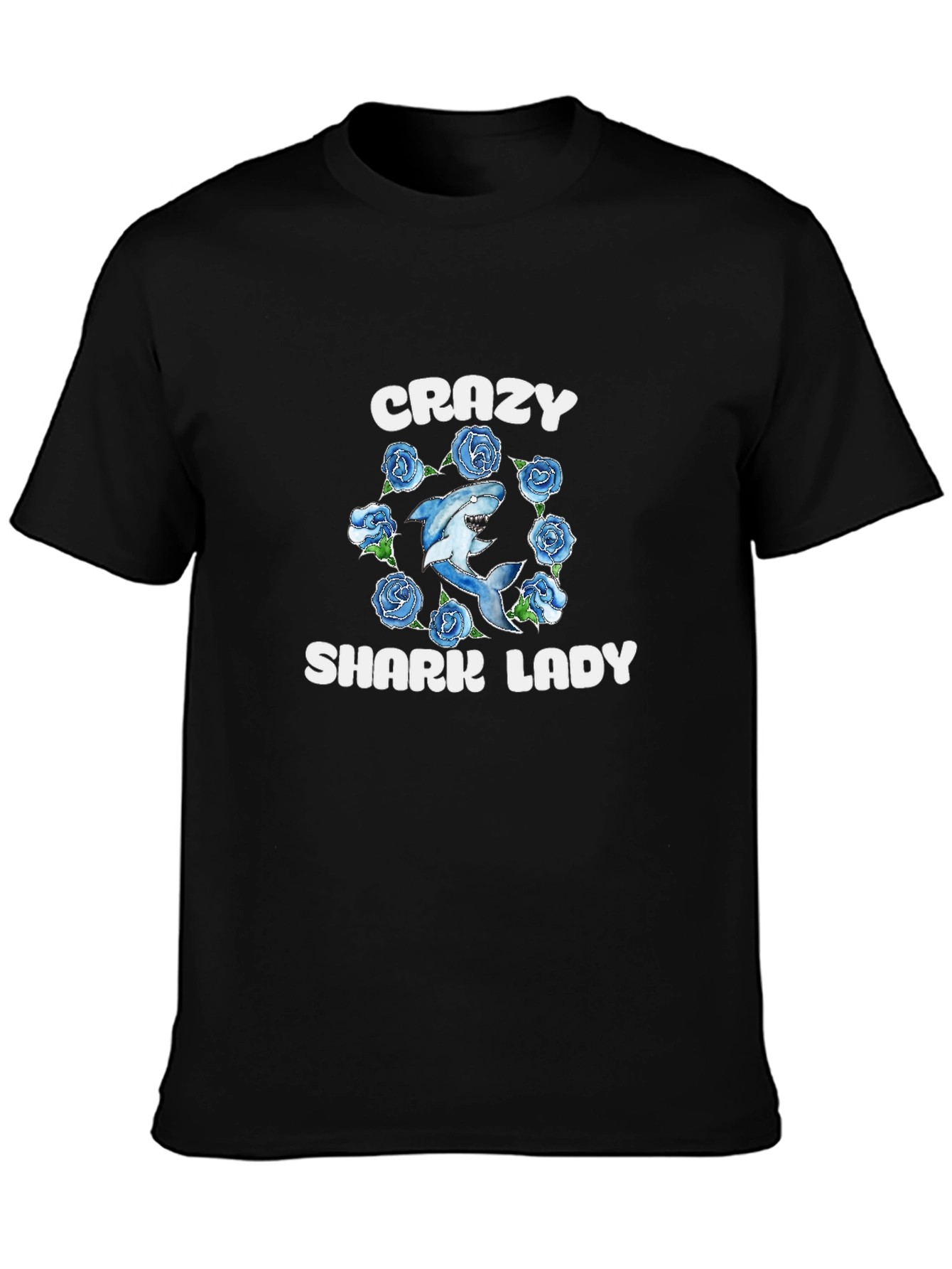 Crazy Shark Lady T-Shirt - Novelty Graphic Tee