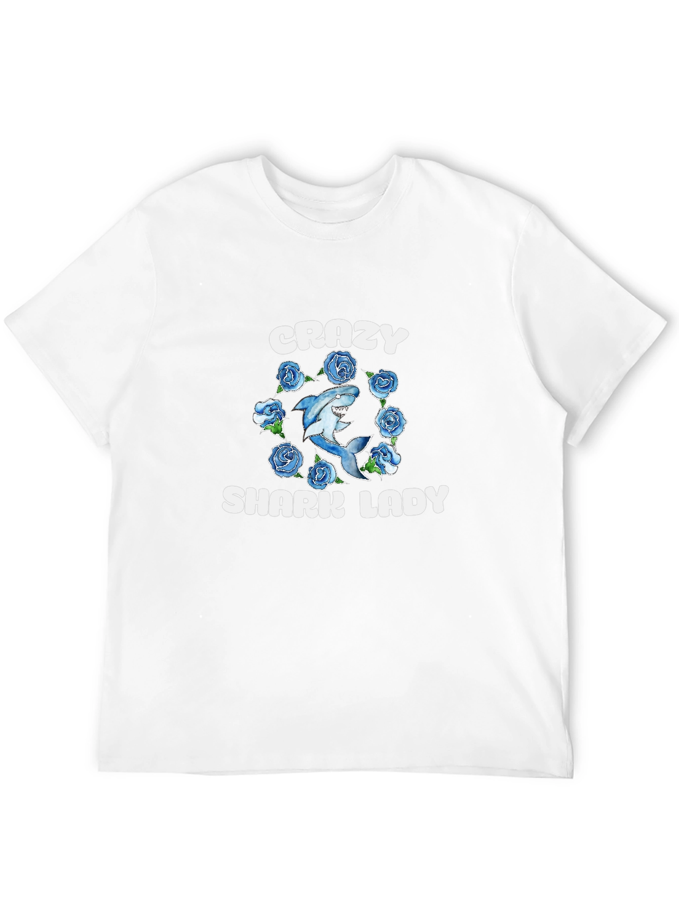 Crazy Shark Lady T-Shirt - Novelty Graphic Tee