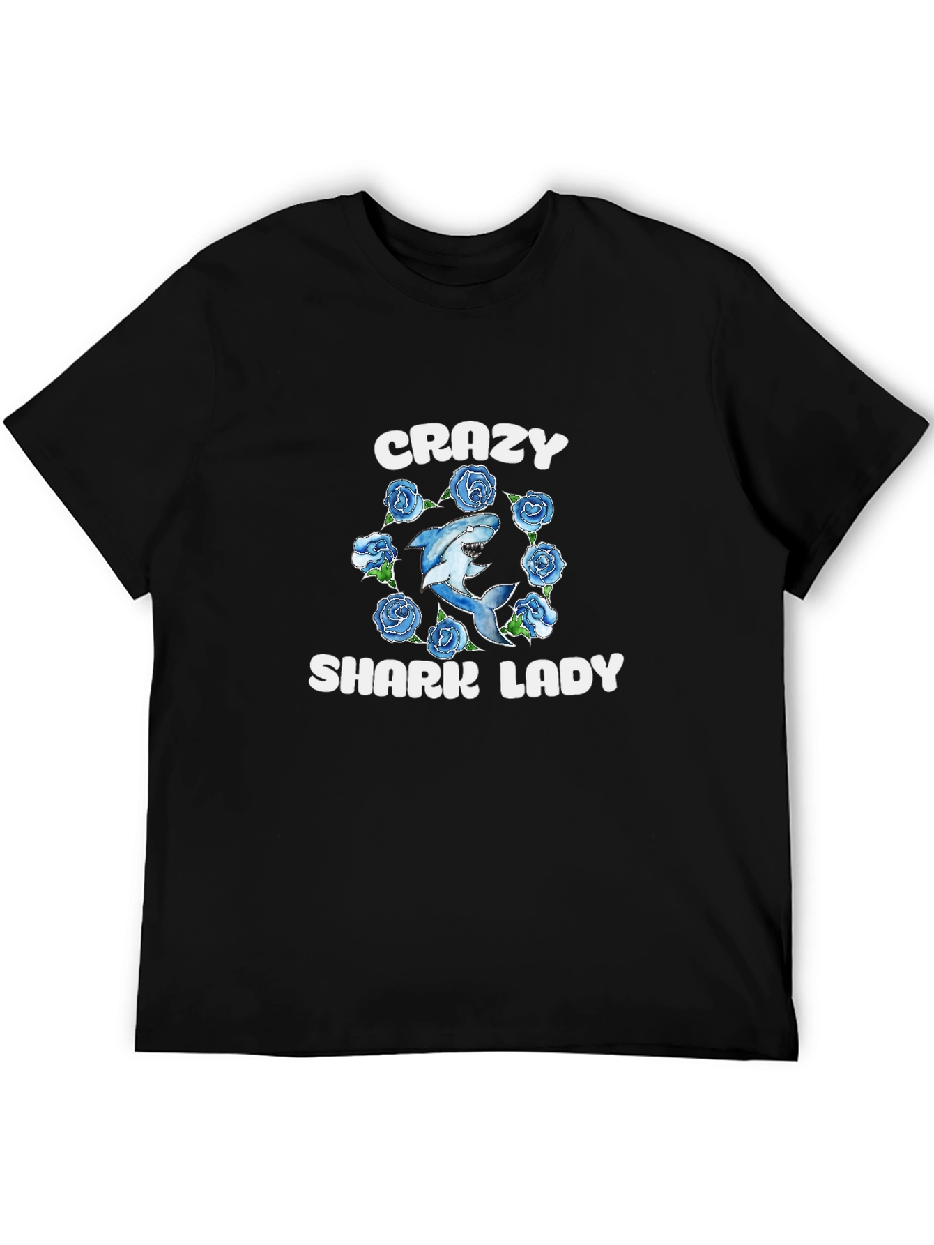 Crazy Shark Lady T-Shirt - Novelty Graphic Tee