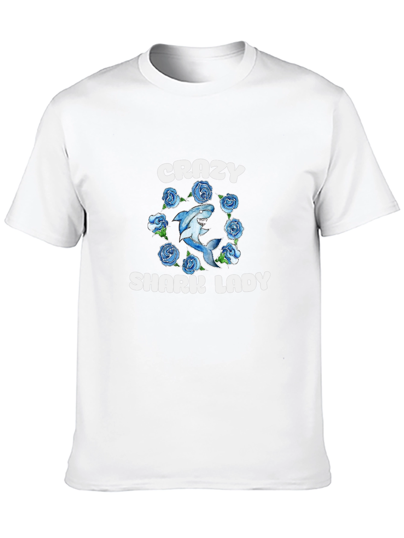 Crazy Shark Lady T-Shirt - Novelty Graphic Tee