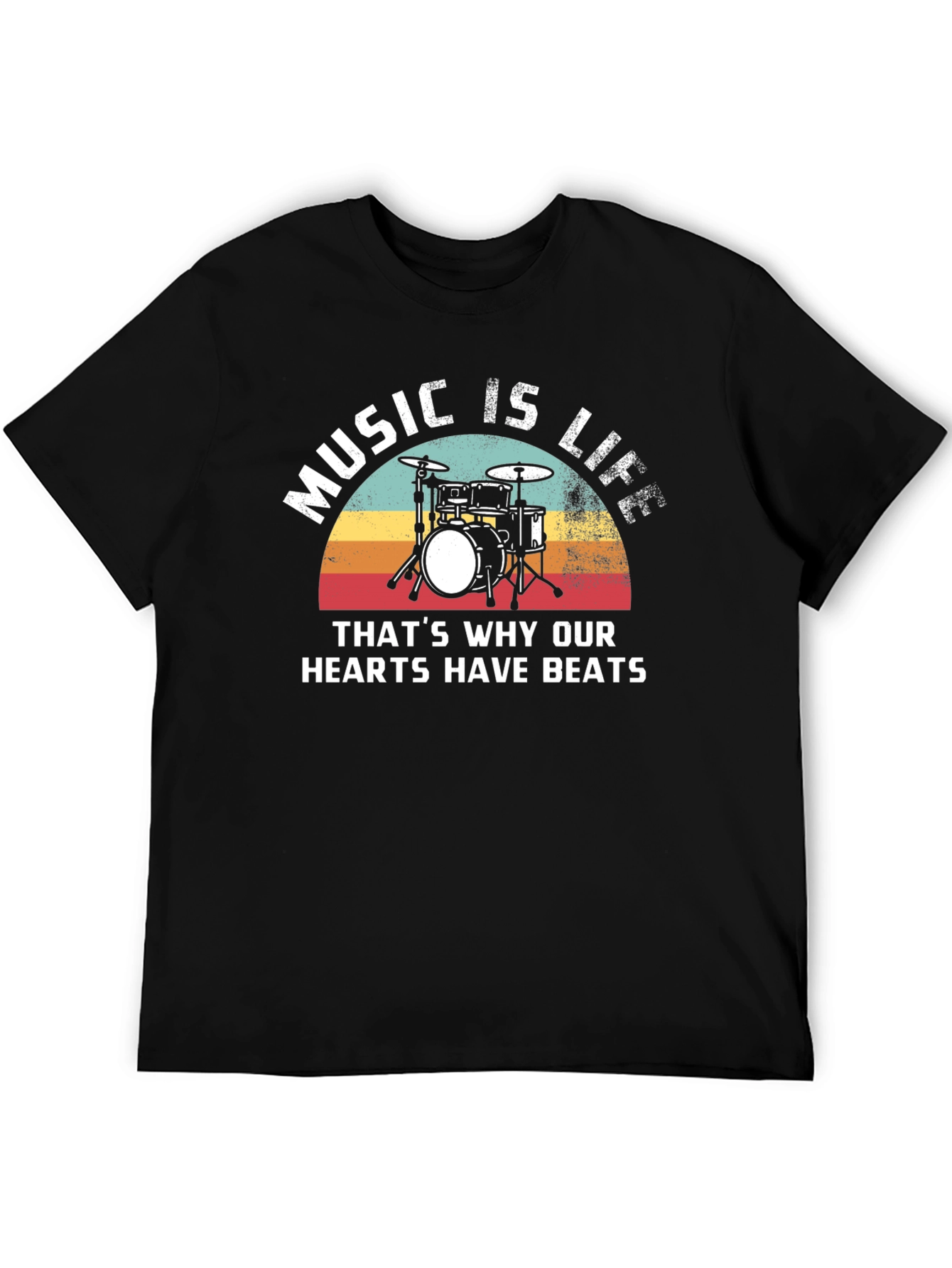 Music Is Life Drum Kit Graphic T-Shirt