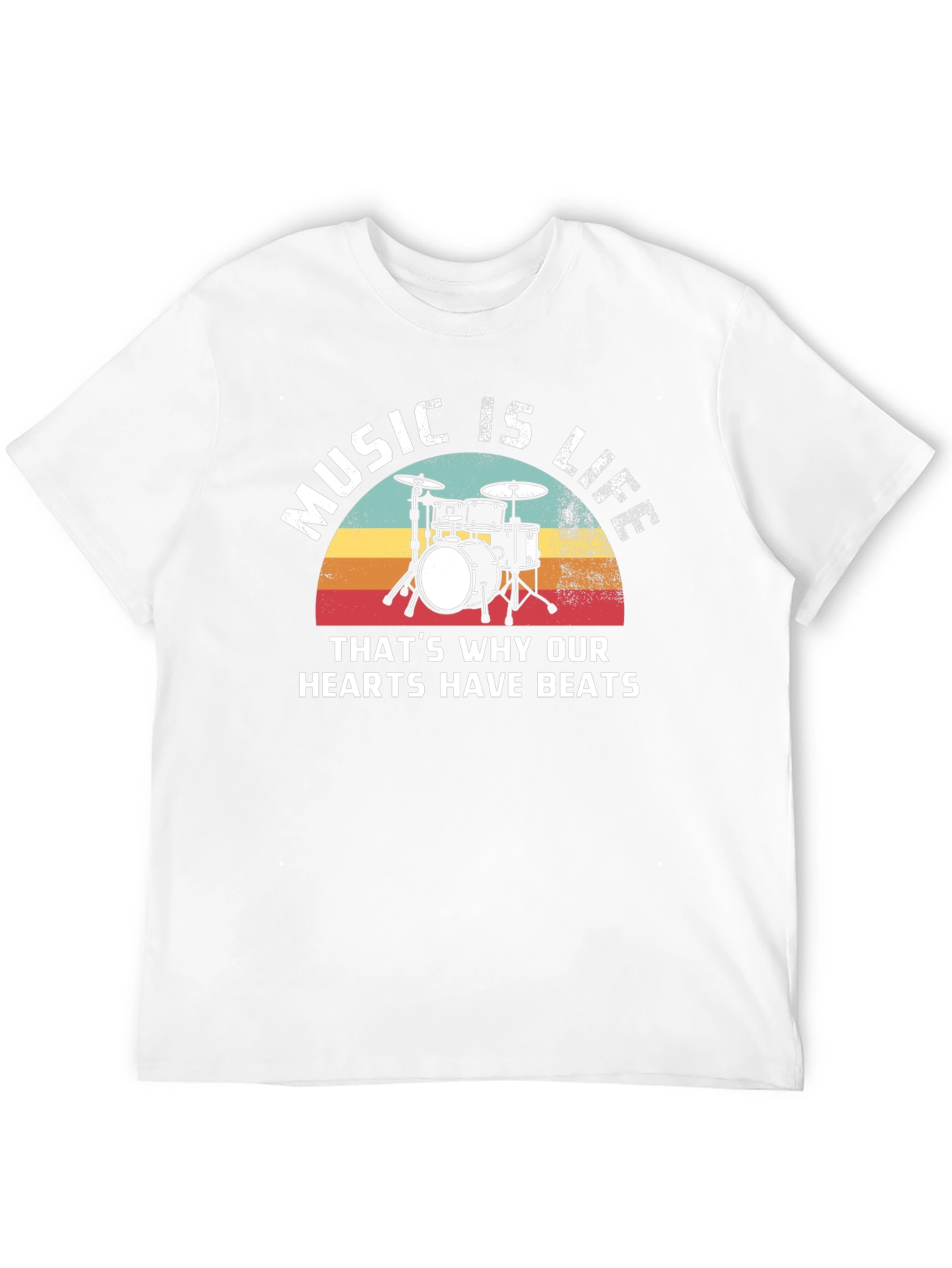 Music Is Life Drum Kit Graphic T-Shirt