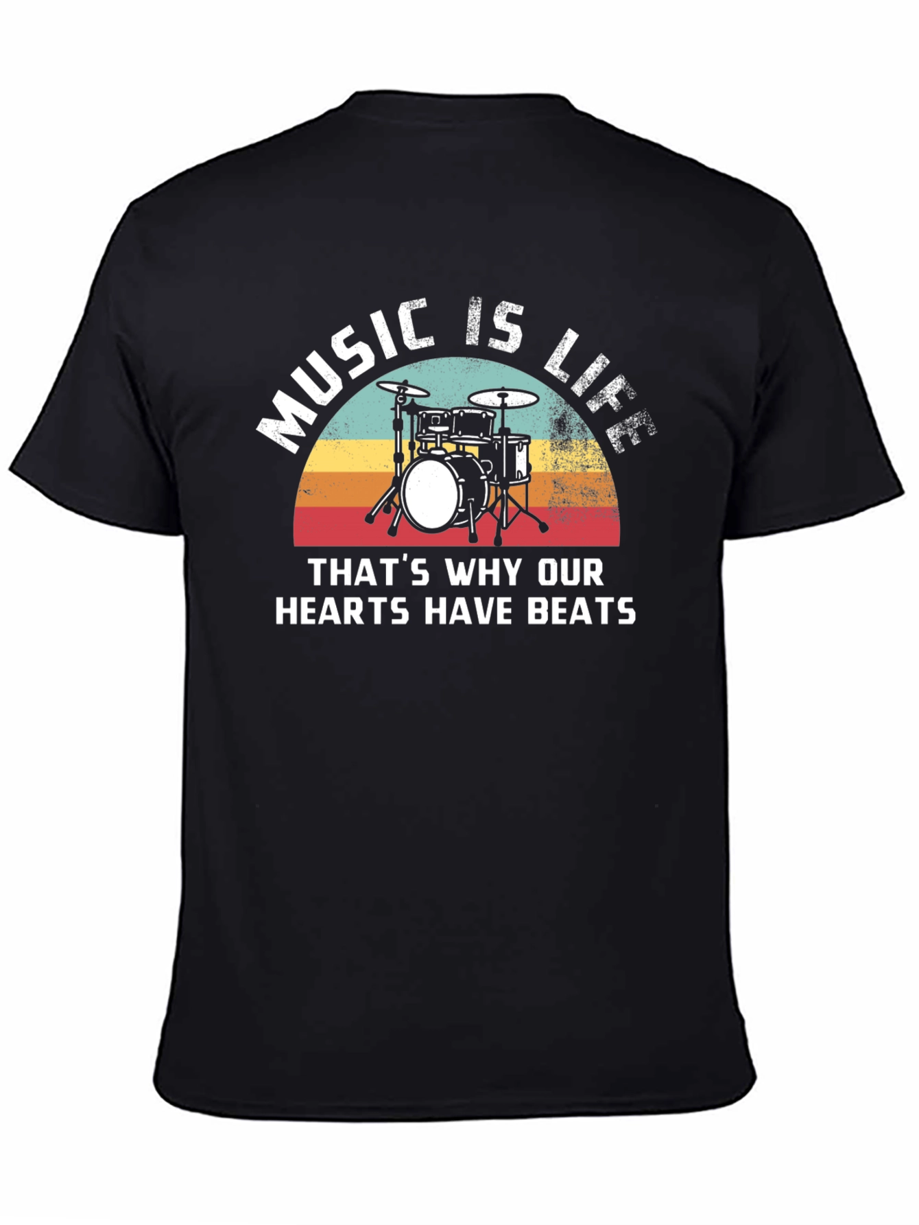 Music Is Life Drum Kit Graphic T-Shirt