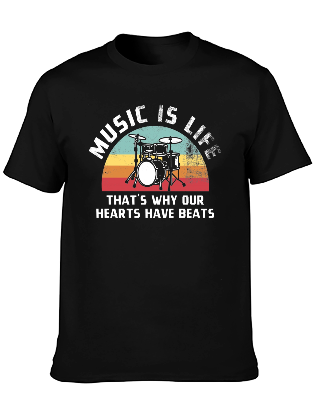 Music Is Life Drum Kit Graphic T-Shirt