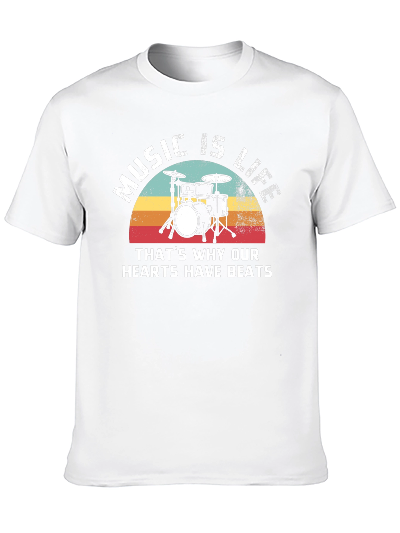 Music Is Life Drum Kit Graphic T-Shirt