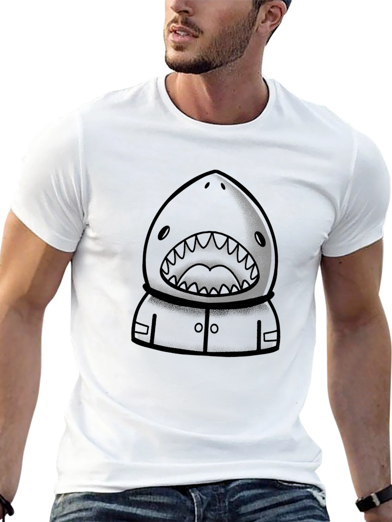 Shark Hooded T-Shirt - Graphic Tee