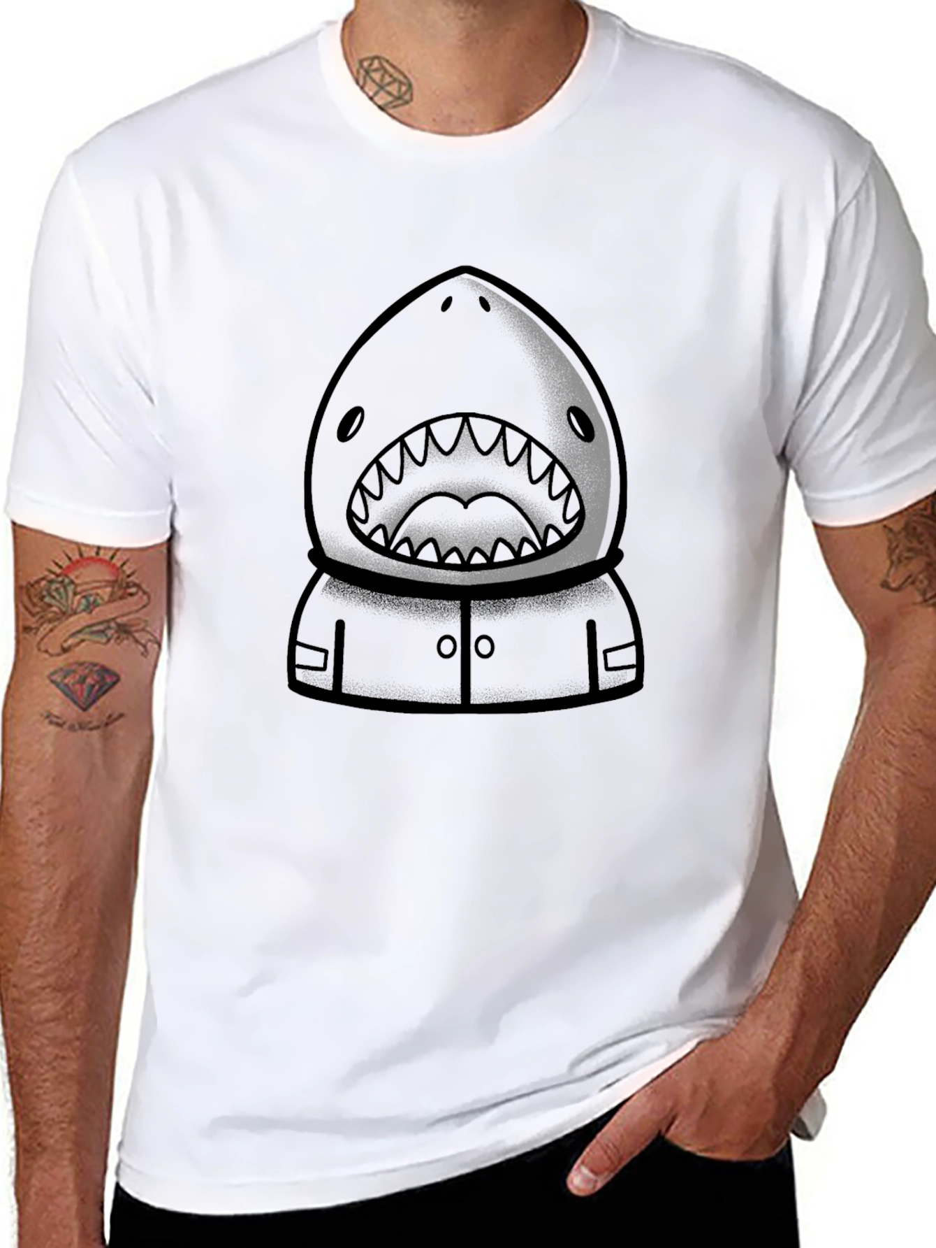 Shark Hooded T-Shirt - Graphic Tee