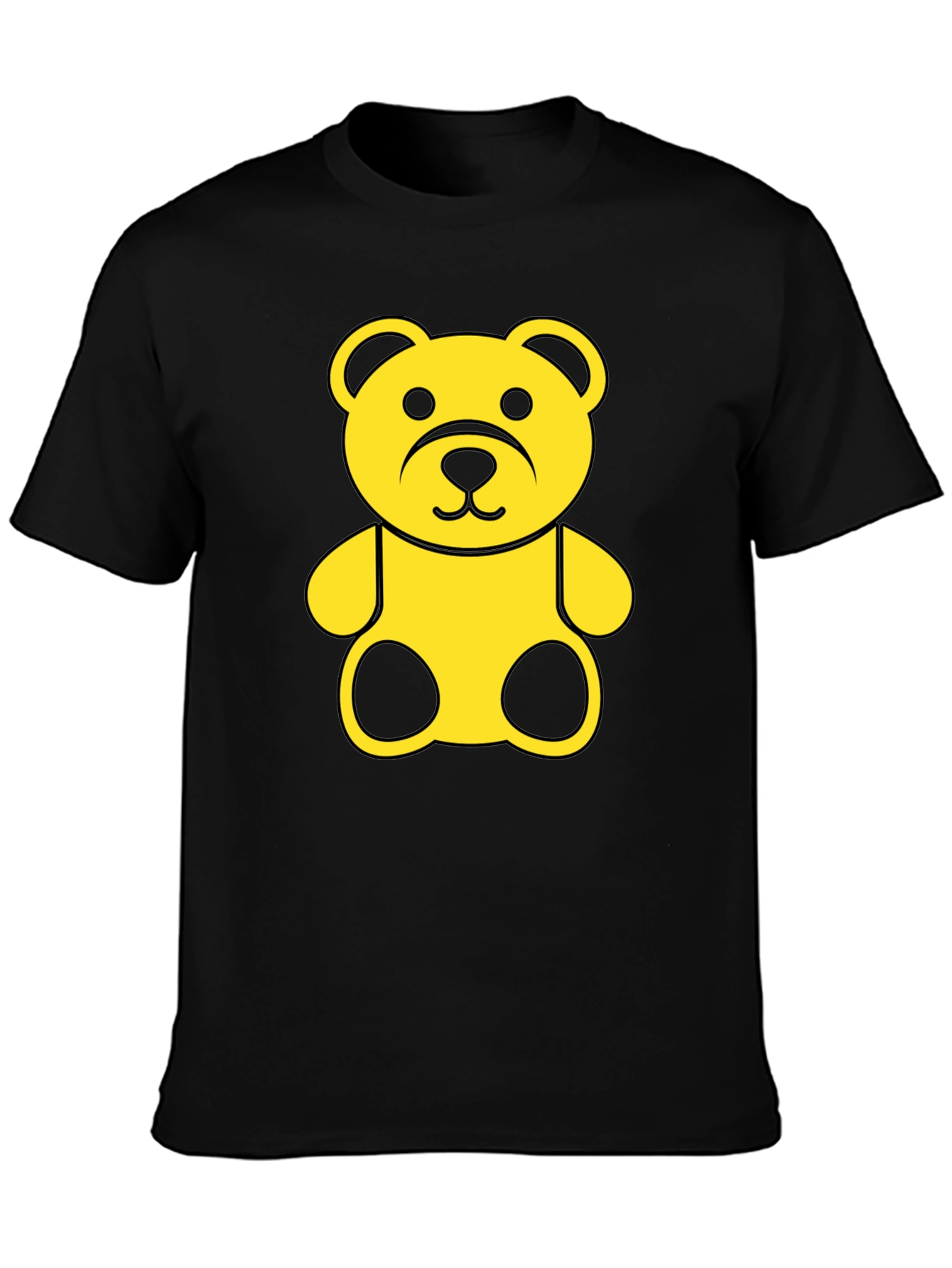 Black Tee with Yellow Teddy Bear Graphic