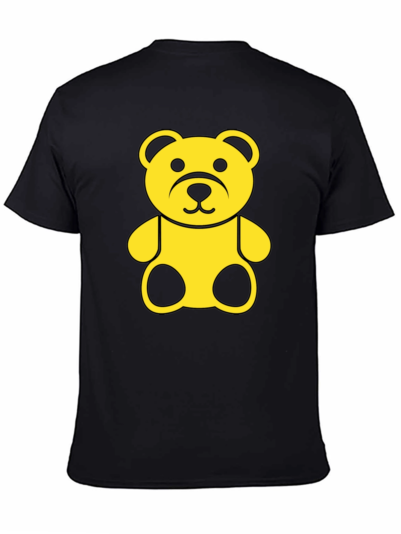 Black Tee with Yellow Teddy Bear Graphic