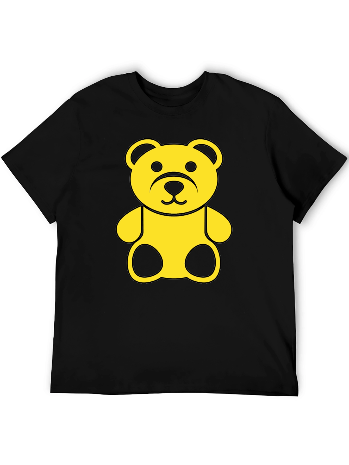 Black Tee with Yellow Teddy Bear Graphic