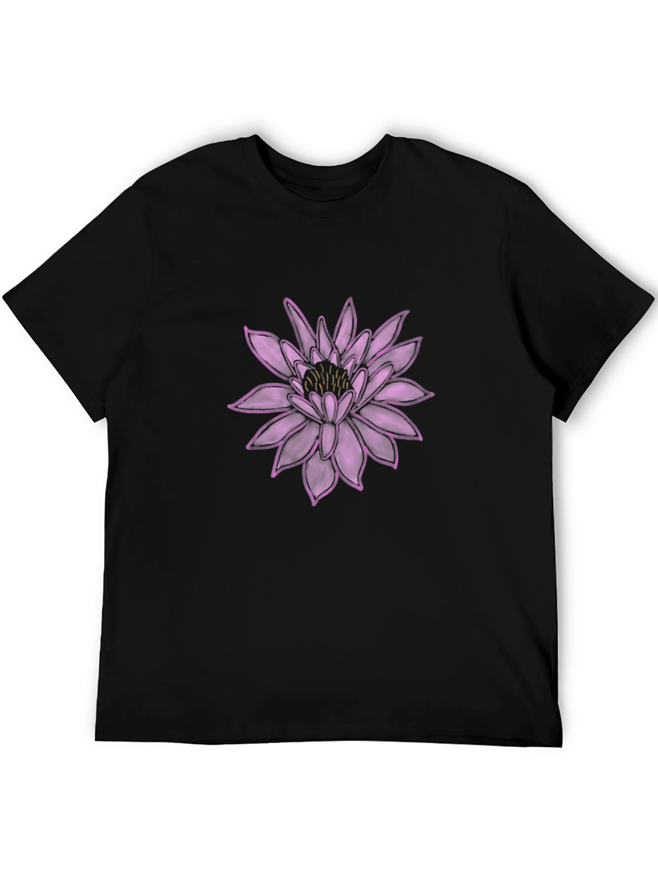 Lotus Flower Graphic Black T-Shirt