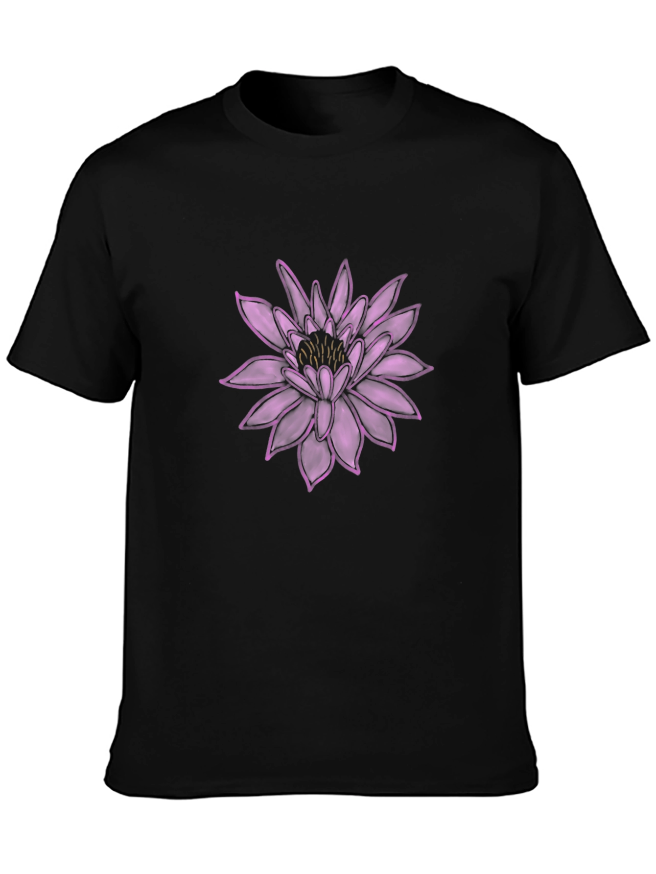 Lotus Flower Graphic Black T-Shirt